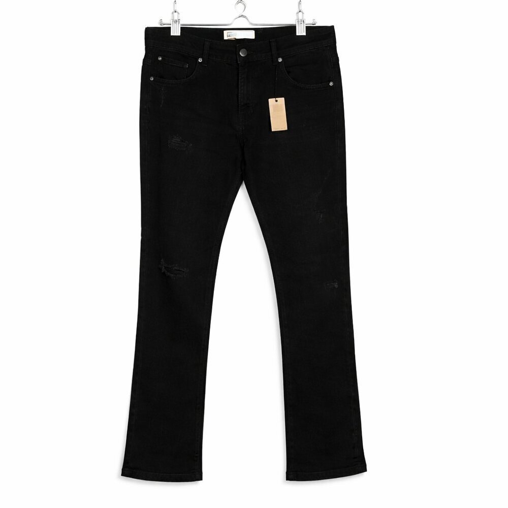 NWT ROYAL BLUE Men’s Black Super Skinny Distressed Jeans Size 34 x 30